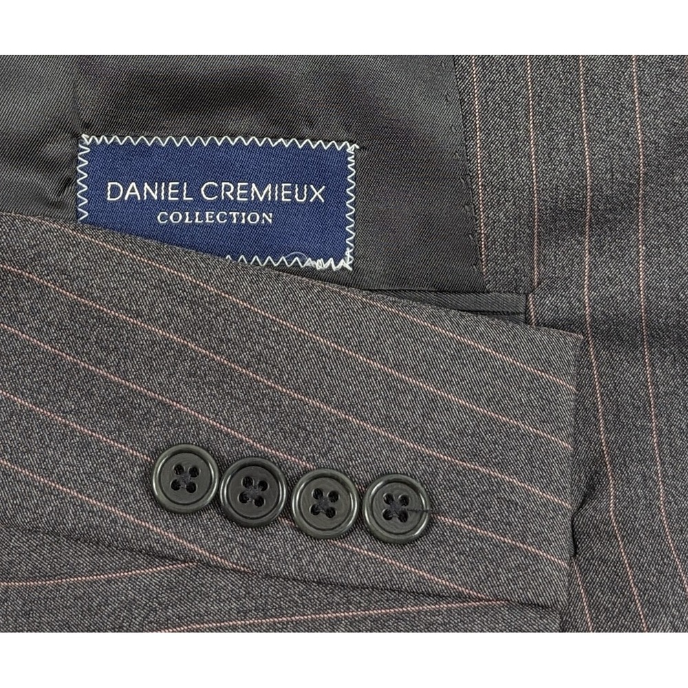 Daniel Cremieux‎ Gray Pink Pinstrip Loro Piana Wool Sport Coat Jacket Blazer 46R